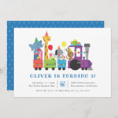 かわいいパーティー動物が子どもの誕生日パーティーを訓練 招待状 (正面/裏面)