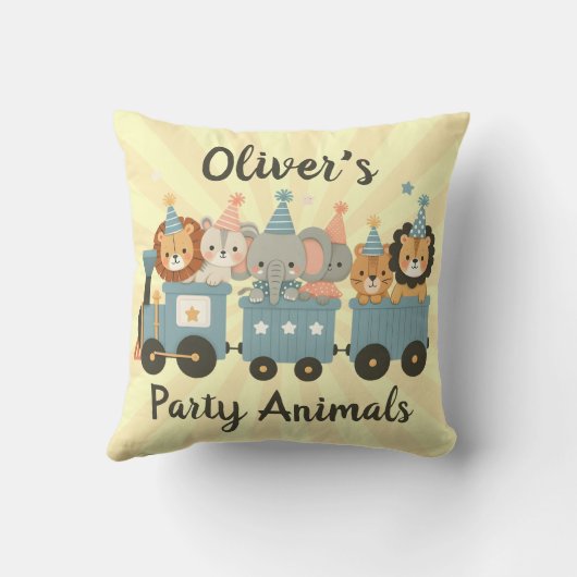 かわいいパーティー動物たちパーソナライズされた|過去記事 クッション (裏面)
