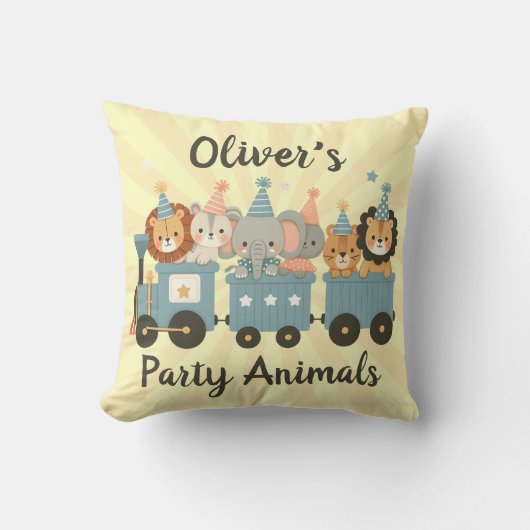 かわいいパーティー動物たちパーソナライズされた|過去記事 クッション (正面)
