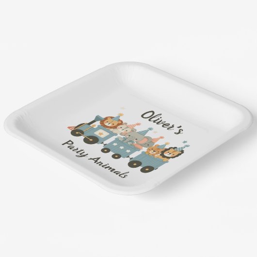 かわいいパーティー動物たちパーソナライズされた|過去記事 ペーパープレート (傾斜あり)
