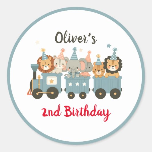 かわいいパーティー動物たちパーソナライズされた|過去記事 ラウンドシール (正面)
