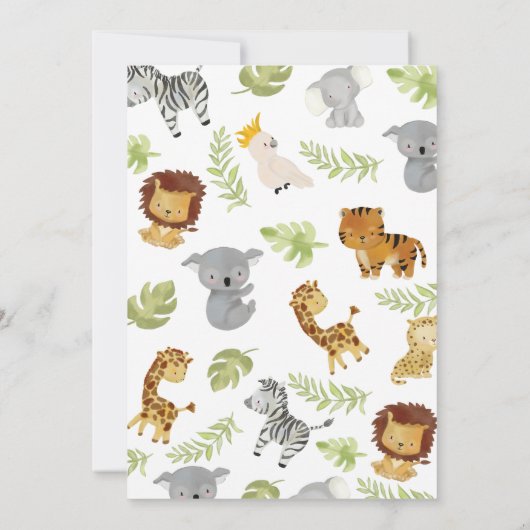 かわいいパーティー動物の子供の誕生日招待状 招待状 (裏面)