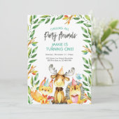 かわいいパーティー動物の誕生日の招待 招待状 (スタンド正面)