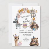 かわいいパーティー動物の誕生日パーティの招待状 招待状 (正面)