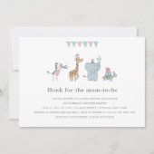 かわいいパーティー動物の赤ちゃんシャワー 招待状 (正面)