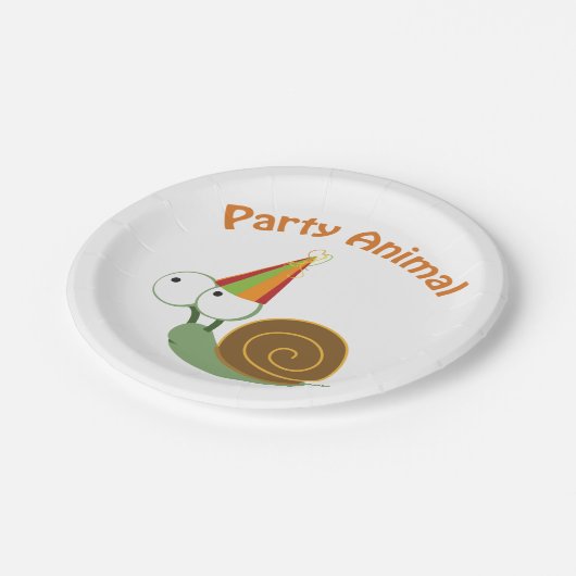 かわいいパーティー動物カタツムリ ペーパープレート (アングル)