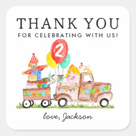 かわいいパーティー動物トラックバーンドキッズファーム誕生日 スクエアシール