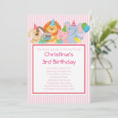 かわいいパーティー動物バースデーパーティ招待状 招待状 (スタンド正面)
