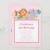 かわいいパーティー動物バースデーパーティ招待状 招待状 (正面/裏面)