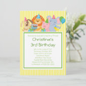 かわいいパーティー動物バースデーパーティ招待状 招待状 (スタンド正面)