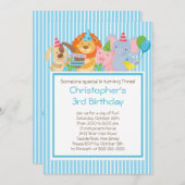 かわいいパーティー動物バースデーパーティ招待状 招待状 (正面/裏面)