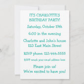 かわいいパーティー動物誕生日 招待状 (裏面)