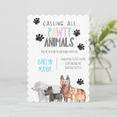 かわいいパーティー犬のテーマキッド誕生日招待状 招待状 (スタンド正面)