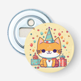 かわいいパーティー猫の誕生日ボトルオープナー 栓抜き