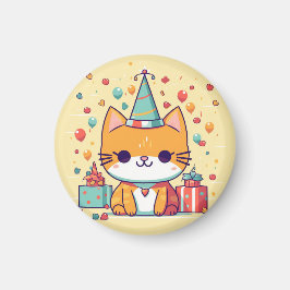 かわいいパーティー猫の誕生日マグネット、カード、グリーティング マグネット