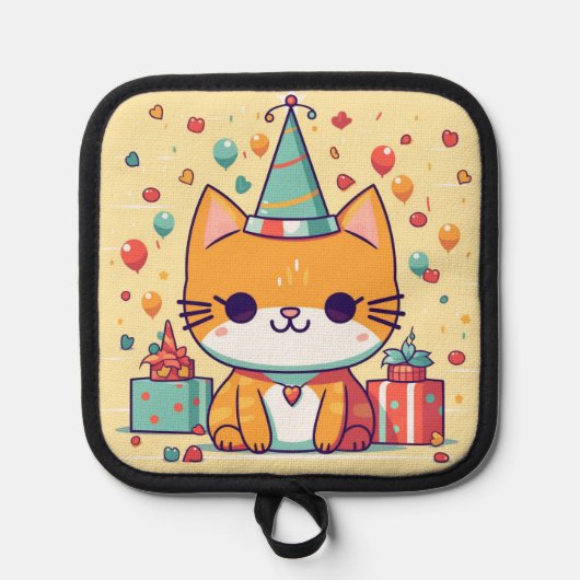 かわいいパーティー猫の誕生日、 鍋敷き (正面)