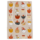 かわいいパーティー猫 ミディアムペーパーバッグ (正面)