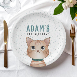 かわいいパーティー用の子猫の誕生日グッズのペーパーアイテム ペーパープレート