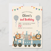 かわいいパーティー魅力的動物 招待状 (正面)