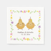 かわいいパーフェクト梨フローラお洒落リース結婚ズ スタンダードカクテルナプキン (正面)