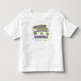 かわいいパープルとグリーンの「Welcome Back To School」デザイン トドラーTシャツ