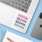 かわいいパープルとパステルカラーの子供のカスタムネーム シール (ノートパソコンとiPhone)