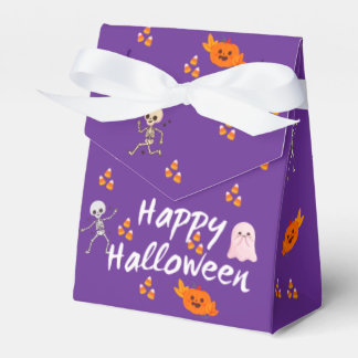 かわいいパープルのハッピーハロウィンパターンのお菓子箱 2 フェイバーボックス