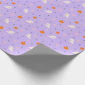 かわいいパープルのハロウィーンの幽霊柄の包装紙 ラッピングペーパー (角)