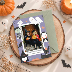 かわいいパープルのハロウィーンキャラクター ハロウィーン写真 シーズンカード