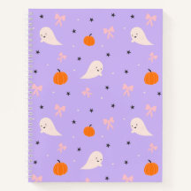 かわいいパープルのハロウィーンゴースト柄ノートブック