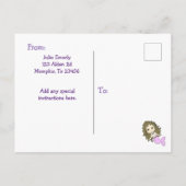 かわいいパープルの人魚のポストカードの誕生日パーティー招待状 インビテーションポストカード (裏面)