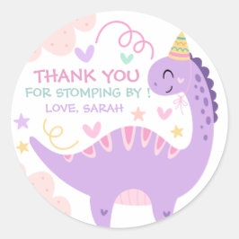 かわいいパープルの恐竜の子供の誕生日 ラウンドシール