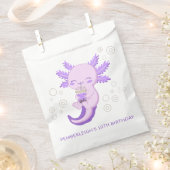 かわいいパープルアクソロトルバブルボバティーバースデーパーティー フェイバーバッグ (クリップ留めされた状態)