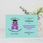 かわいいパープルカエル幼稚園卒業パーティー 招待状 (スタンド正面)