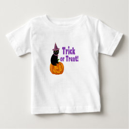 かわいいパープルグリッターのハロウィンお菓子をくれなきゃイタズラしちゃうよベイビー ベビーTシャツ