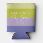 かわいいパープルグリーンストライプモダンカスタムベイビーシャワー 缶クーラー (正面)