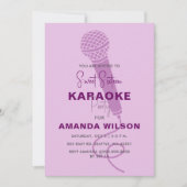 かわいいパープルスイート16誕生日カラオケパーティー 招待状 (正面)