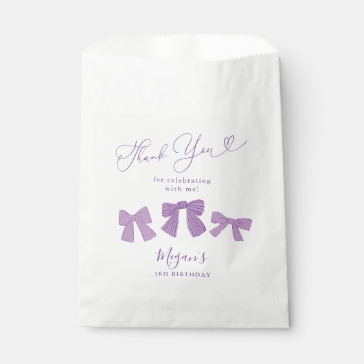 かわいいパープルボウズ誕生日パーティー フェイバーバッグ (正面)