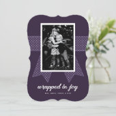 かわいいパープルリボン　喜びに包まれた写真 シーズンカード (スタンド正面)