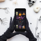 かわいいパープル不気味ハローウィンパーティ 招待状