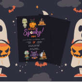 かわいいパープル不気味ハローウィンパーティ 招待状