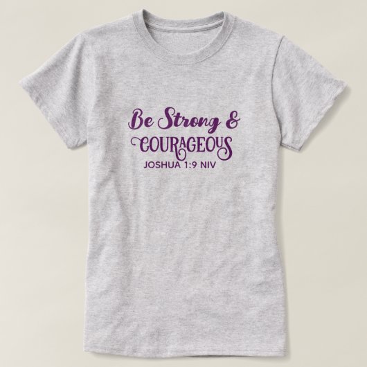 かわいいパープル 強く勇敢なシンプル グレー Tシャツ (デザイン正面)