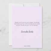 かわいいパープル&金ゴールド額卒業ありがとうInv 招待状 (裏面)