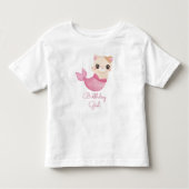 かわいいパーメイド猫の人魚の誕生日ガール幼児 トドラーTシャツ (正面)