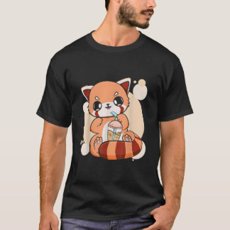 かわいいパールのタピオカティーレッドパンダボバアニメ Tシャツ