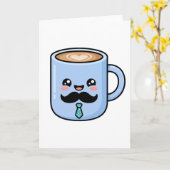 かわいいヒゲ コーヒーマグ カワイイ父の日 カード (黄色い花)