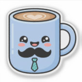 かわいいヒゲ コーヒーマグ カワイイ父の日 シール (正面)