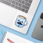かわいいヒゲ コーヒーマグ カワイイ父の日 シール (ノートパソコンとiPhone)