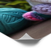 かわいいヒゲ:白い子ネコカラフルが ポスター (角)