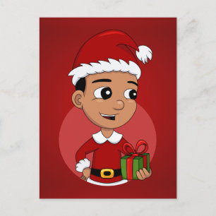 かわいいヒスパニックのクリスマス少年の漫画 シーズンポストカード